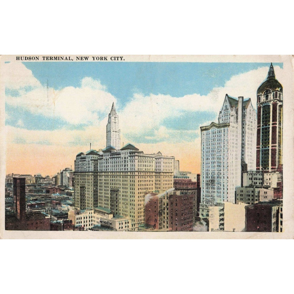 Vintage Hudson Terminal New York City Postcard 1922 Postmark Union News Co - Picture 1 of 2